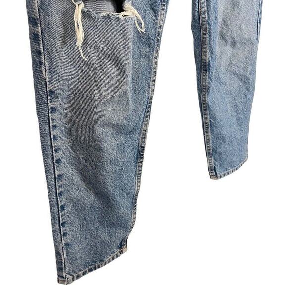 Zara Womens High Rise Distressed Medium Wash Blue Jeans Relaxed Mom Fit sz 4 - Picture 2 of 16